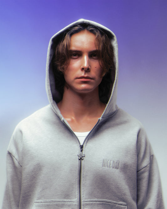 CROPPED HOODIE - MELANGE GREY