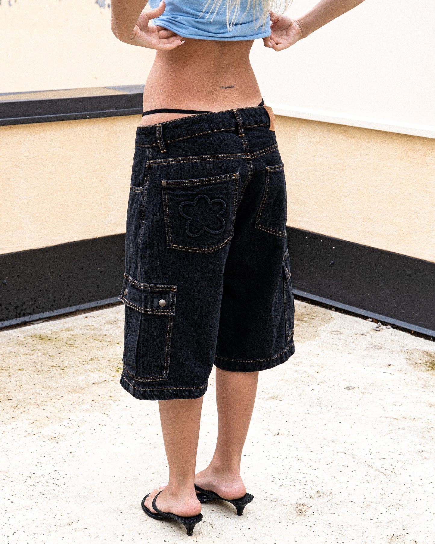 JORTS - BLACK, EMBOSSED