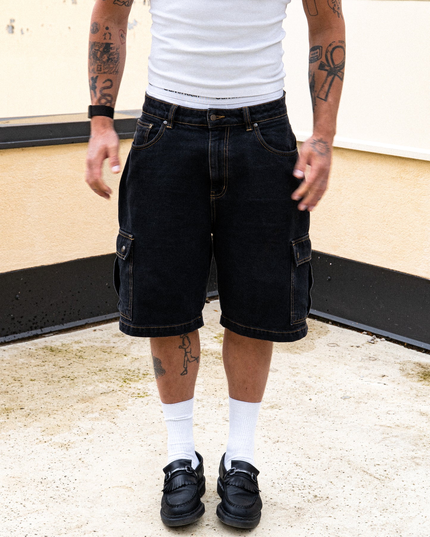 JORTS - BLACK, EMBOSSED